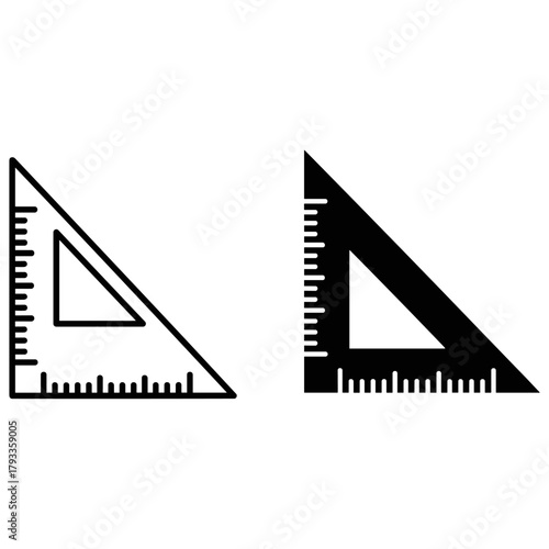 Set square icon in outline and glyph style, vector illustration