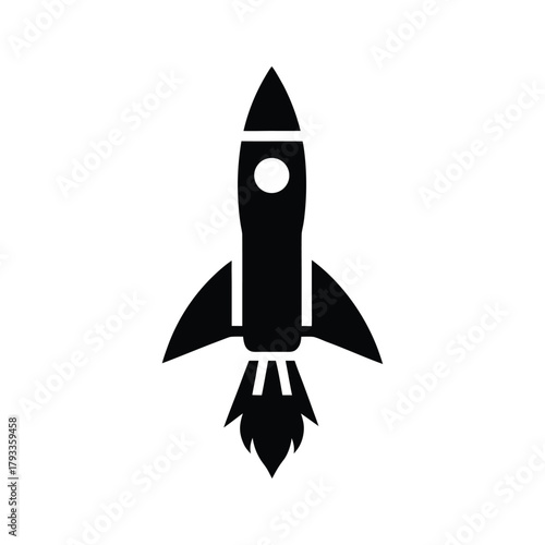 Vector illustration of a rocket launching with flames, symbolizing rapid acceleration, successful project launches, innovative business growth, and ambitious future progress