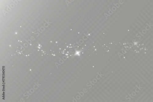 Winter snowstorm effect with snow, cold wind effect, soft fog and small snow particles on transparent background; winter Christmas design element.