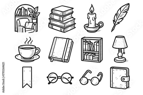 Lovers book vector icon icons books journal diary bookmark literary glasses bookshelf