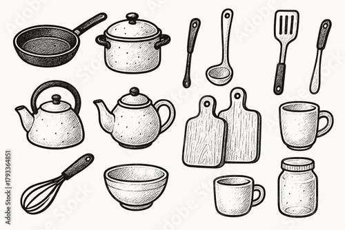 Jar spatula bowl vector whisk cutting cozy board teapot icons icon kitchen