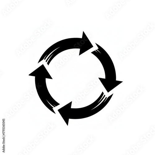 Recycle or Refresh Icon with Four Black Arrows in Circular Motion
