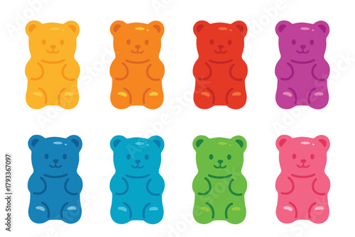 set gummy bear vector  isolated on white background.	