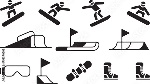 Snowboarding Icons Collection graphics winter sports
