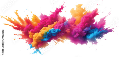 Colorful watercolor paint ink splashes and splatters creating a vibrant artistic rainbow design on a white paper background