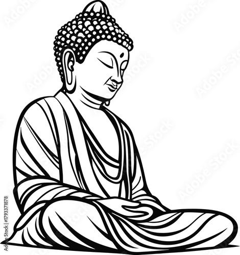 Black And White Buddha Illustration