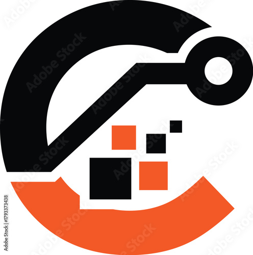 initial letter C for technology logo design