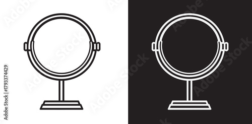 Makeup Mirror Icon Vector Illustration – Beauty and Cosmetic Symbol.  Cosmetic Mirror Vector Icon.
