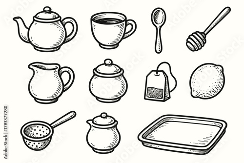 Milk bowl icon cozy cup dipper lemon vector tea jug