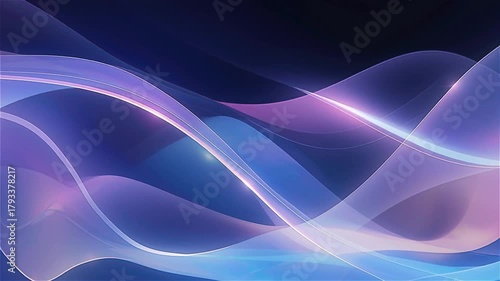 Abstract image with a futuristic composition featuring geometric shapes and dynamic lighting in cool shades of blue, violet, light blue and gold.