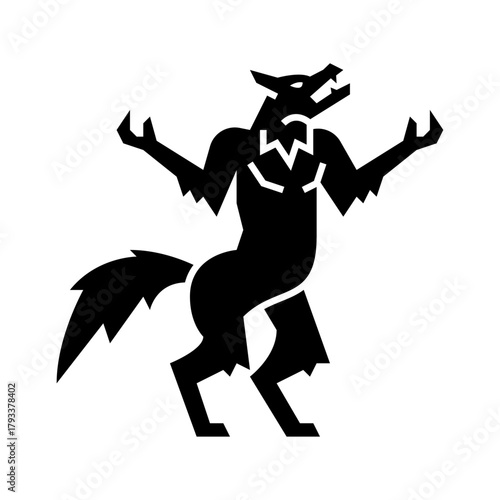werewolf glyph icon. wolf man illustration.