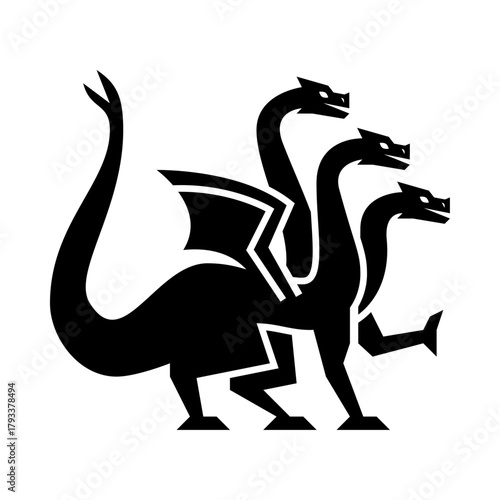hydra glyph icon. dragon illustration.