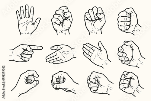 Fist view collection fingers object anatomy curled icons icon hand profile holding