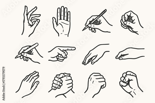 Side curled relaxed artistic vector clenched palm icons icon gesture hand pose