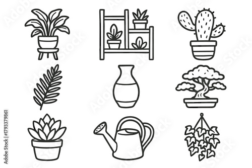 Ivy icon display fern greenery jug stand plant pot succulent ceramic vector