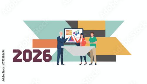 Strategy meeting Team discussing 2026 business plan and financial growth goals