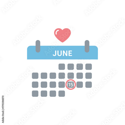 A calendar displays the month of June with a highlighted date and a heart symbol.