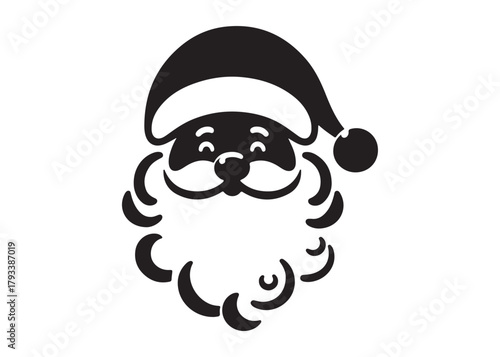 santa face logo silhouette vector, christmas santa face silhouette vector illustration, black santa face vector silhouette, santa claus face logo silhouettes vector on a white background