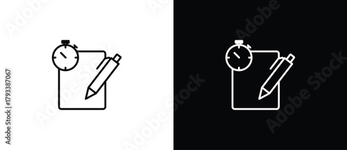Exam icon. Editable Education Line Icon. Modern thin line style vector illustration for education icon. Transparent and black background. Editable stroke.