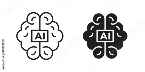 AI brain icon in trendy flat style design. Vector graphic illustration.