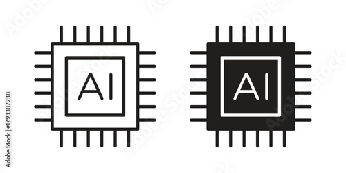 AI chip icon in trendy flat style design. Vector graphic illustration.