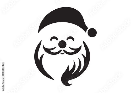 santa face logo silhouette vector, christmas santa face silhouette vector illustration, black santa face vector silhouette, santa claus face logo silhouettes vector on a white background