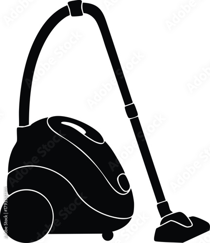 Vacuum cleaner silhouette vector icon for home cleaning and household chores illustration 