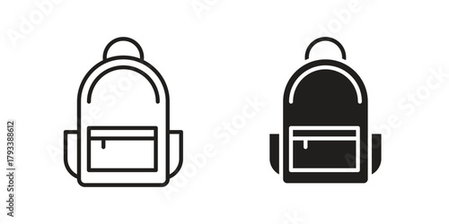 Backpack icon in trendy flat style design. Vector graphic illustration.