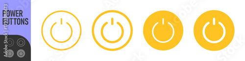 Power buttons, On off icon set. Press start button, Switch on and switch off icons. Color icons set