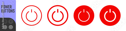 Power buttons, On off icon set. Press start button, Switch on and switch off icons. Color icons set