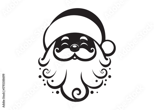 santa face logo silhouette vector, christmas santa face silhouette vector illustration, black santa face vector silhouette, santa claus face logo silhouettes vector on a white background