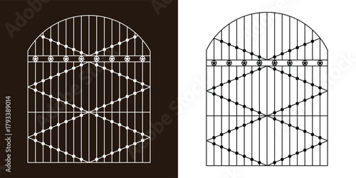Ornate Metalwork Fence and Gate Silhouette Vector Templates