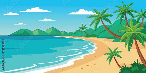 tropical beach with palm trees