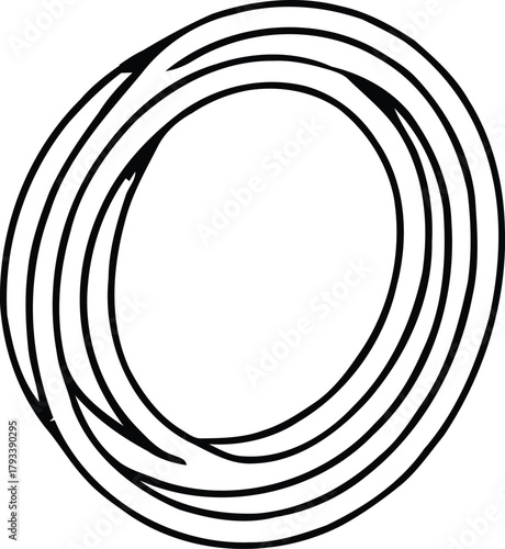 Black and white spiral swirl vector illustration with a round frame design and line art pattern
