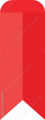 Red ribbon banner with two shades of red on white background