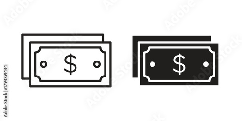 Cash icon in trendy flat style design. Vector graphic illustration.