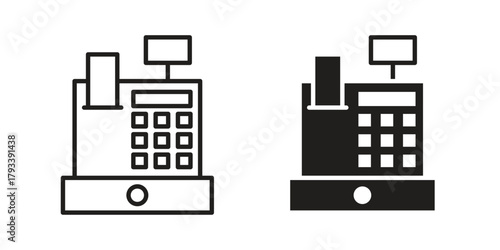 Cash register icon in trendy flat style design. Vector graphic illustration.