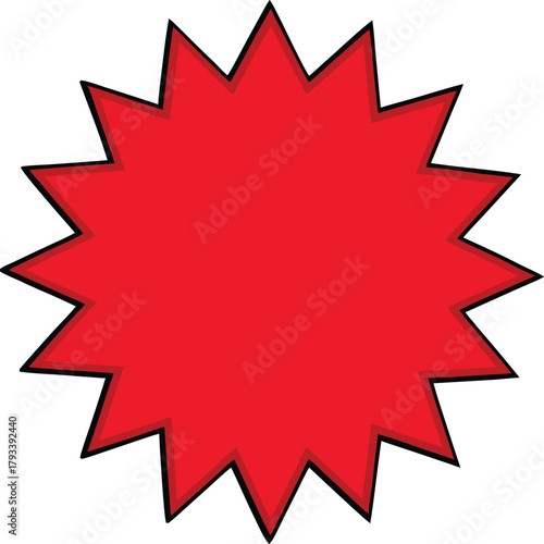 Red Starburst Shape With Black Outline Keywords: starburst, explosion, shape, red, black outline