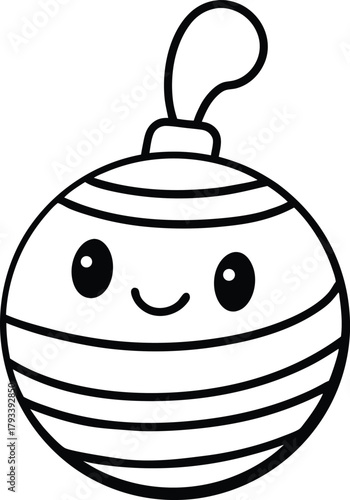 Striped Christmas Ornament with Cute Face vector