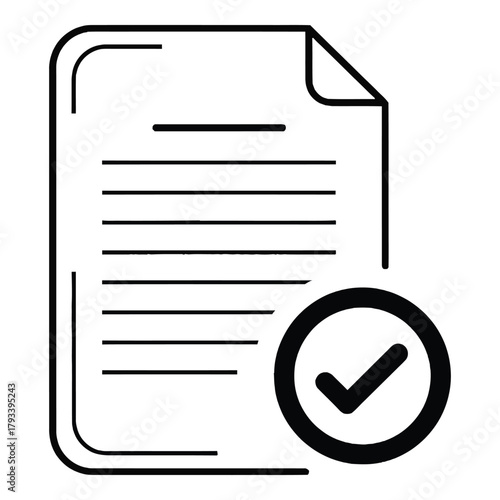 Document with check mark indicating completion or successful verification