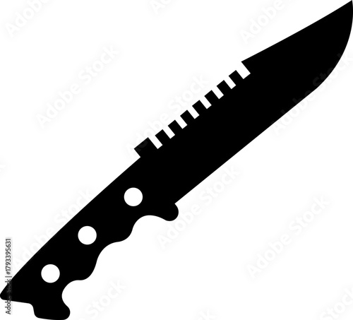 Knife Icon Combat Blade, Dagger, and Weapon Symbol Sharp Metal Cutter, Battle Knife, Military Armory, and Steel Equipment Vector in Black Color Flat Style