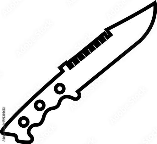 Knife and Icon Combat Blade, Dagger, and Weapon Symbol Sharp Metal Cutter, Battle Knife, Military Armory, and Steel Equipment Vector in Black Color Line Style