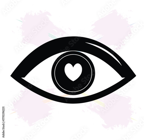 Eye with Heart in Pupil Illustration Represents Love Connection and Romantic Vision