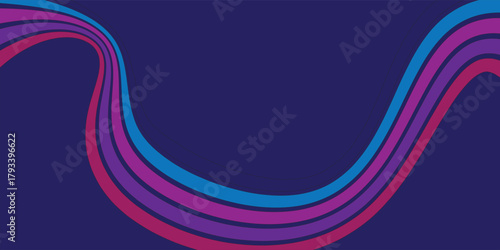 Abstract colorful 70s background vector. Vintage retro wallpaper with rainbow stripes and wavy lines. A 1970 color illustration suitable for posters, banners, decorative items and wall art.