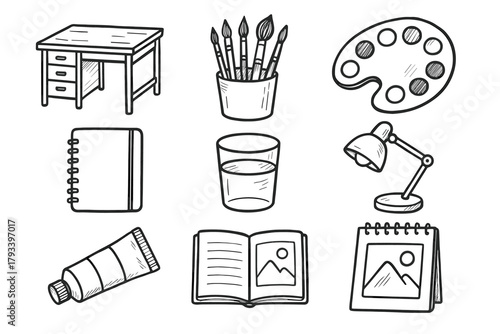 Cup icon icons paint pad vector setup table brushes palette art room