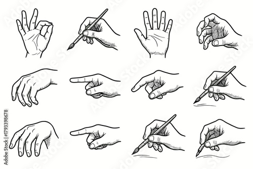 Gesture stretch icon drawing vector grip motion palm curved hand