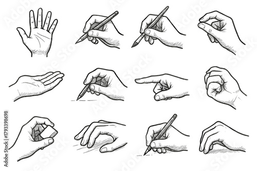 Pinching drawing relaxed fingers open hand tapping finger icons up vector icon