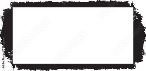 Grunge black rectangular frame brush stroke border element distressed rough texture paint background design