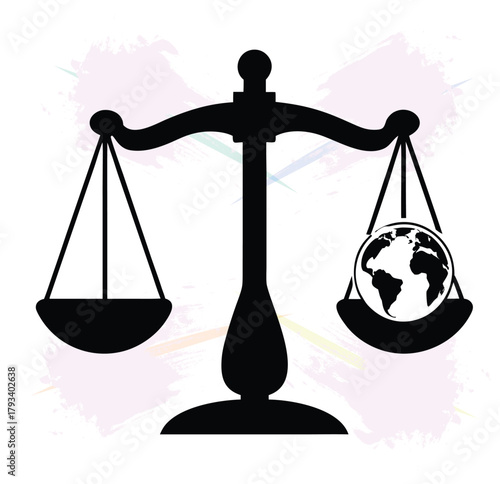 Iconic Balance Scale Weighing Earth for Global Justice Principles