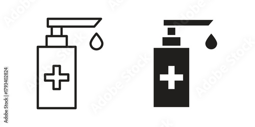 Hand sanitizer icon in trendy flat style design. Vector graphic illustration.